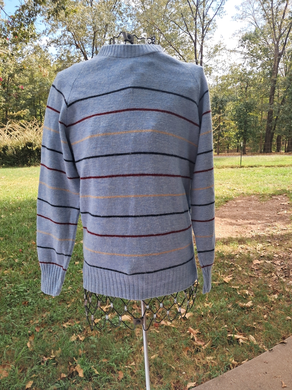 Light Blue Striped Crewneck Sweater